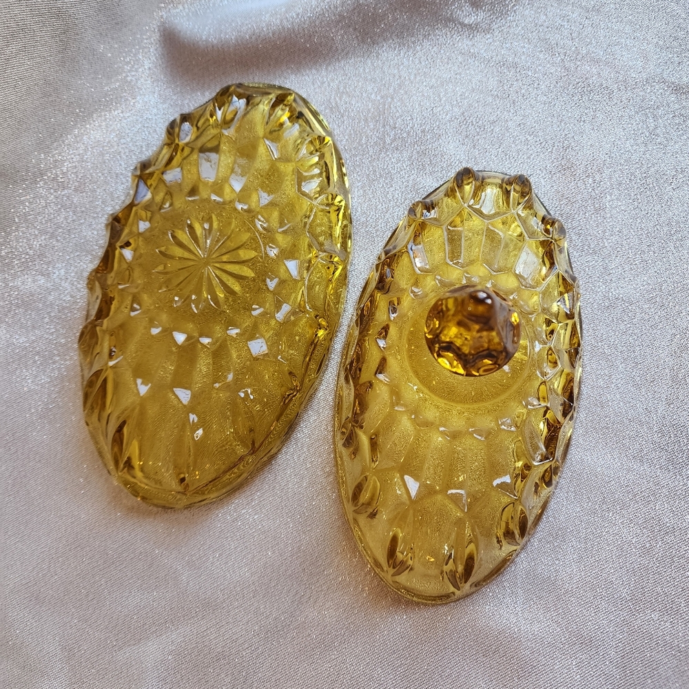 Vintage Anchor Hocking ‘Fairfield’ Golden Honey Amber Glass Covered Butter Dish - Picture 2 of 7